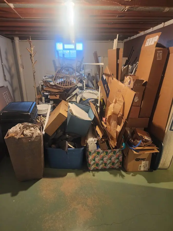 Roll-off dumpster container at job site for 6 Yard Dumpster Rental in Union City